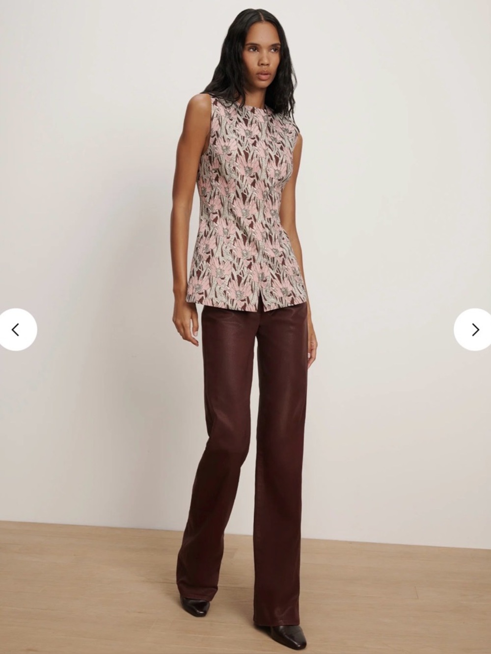 Veronica Beard Rose Pink /Rasin Metallic Floral Jacquard Vest